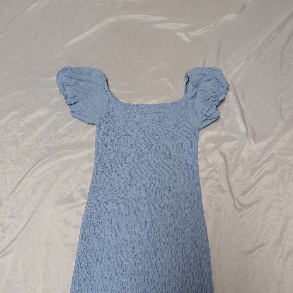 Baltic Born Alana Smocked Midi Dress With Puff Sleeves Blue Bump Friendly - Picture 5 of 7
